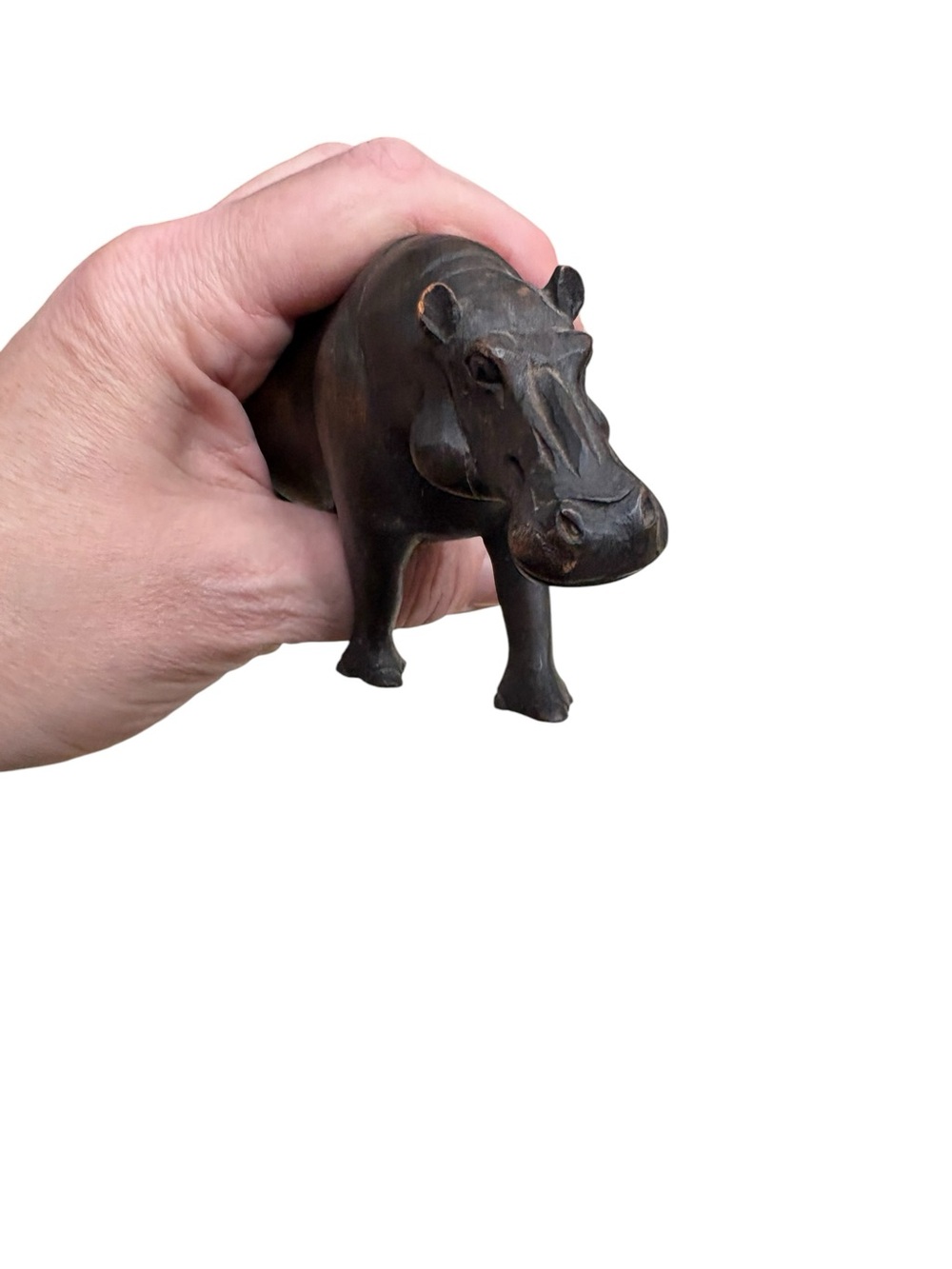 Vintage Handcarved Wooden Hippo Figurine Wood carving House Hipppotamus - Picture 2 of 12